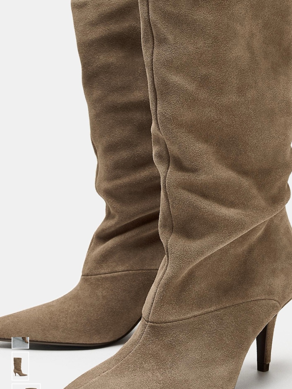 Zara SUEDE GATHERED HEELED
BOOTS